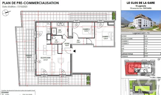Appartement T3 &agrave; vendre - 3 pi&egrave;ces - 70,40 m2 - Pontcharra - 38 - RHONE-ALPES
