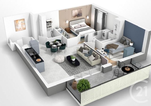 Appartement T3 à vendre - 3 pièces - 62,89 m2 - La Motte Servolex - 73 - RHONE-ALPES