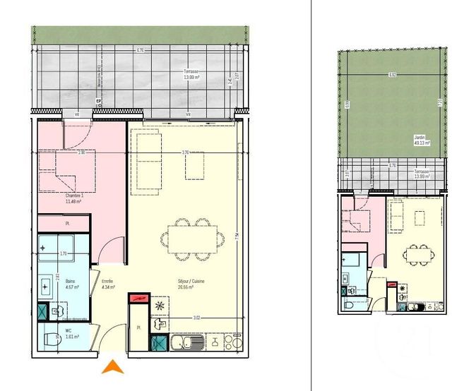 Appartement T2 &agrave; vendre - 2 pi&egrave;ces - 48,55 m2 - Chambery - 73 - RHONE-ALPES